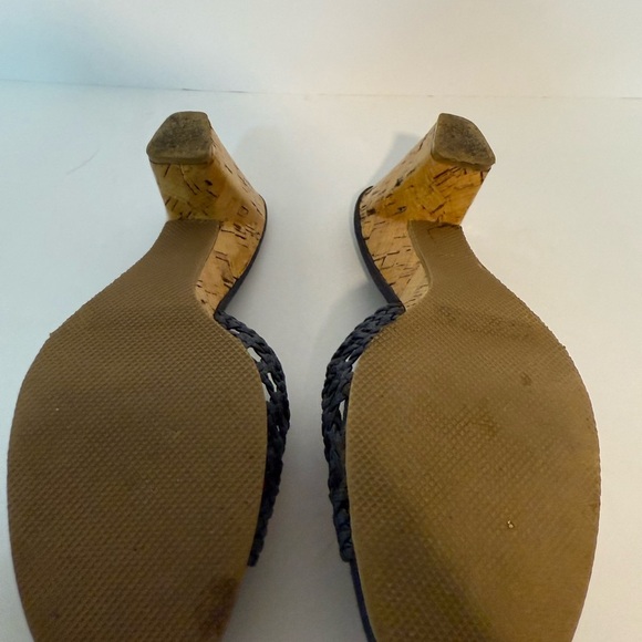 1970’s Vintage Hush Puppies Women's Navy Raffia Mules, Sz 8 - Picture 8 of 8